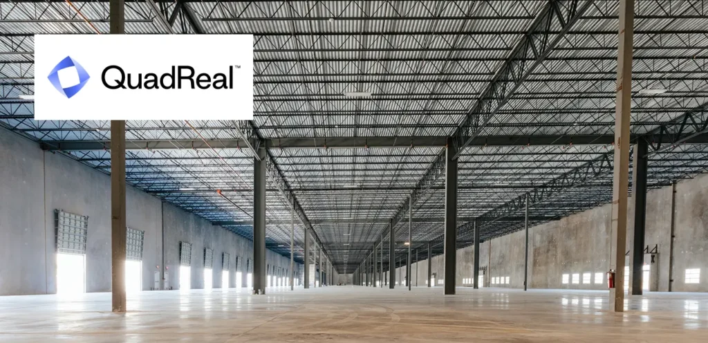 A large industrial building with a steel frame.